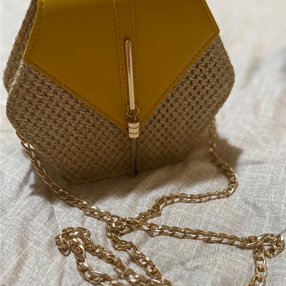 Yellow and Tan Women's Bag with Chain Strap - Picture 9 of 9